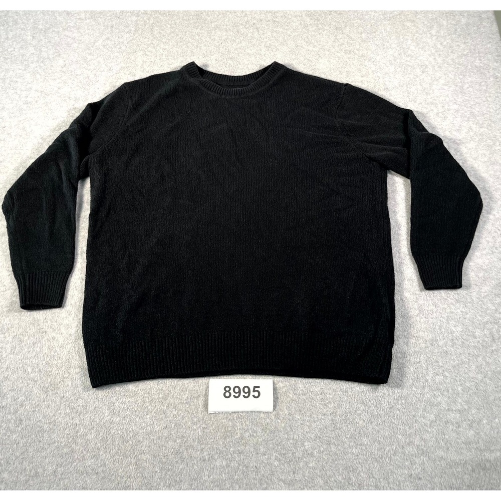 Gap CashSoft Sweater Womens Small Black Ribbed Cotton Classic Fit Crew Neck
